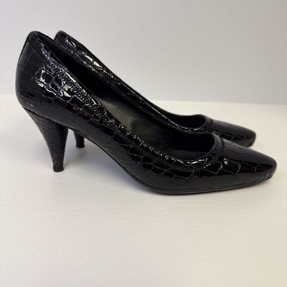 PRADA Cocco Lux Print Black Croco Embossed Leather Pumps EU 35.5 US 5.5 - Picture 2 of 16